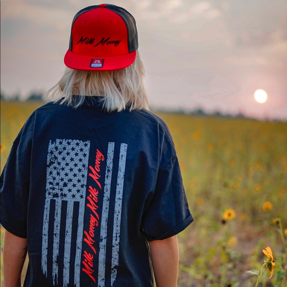 Milk Money  “Blue/Black American Flag T-Shirt XL”